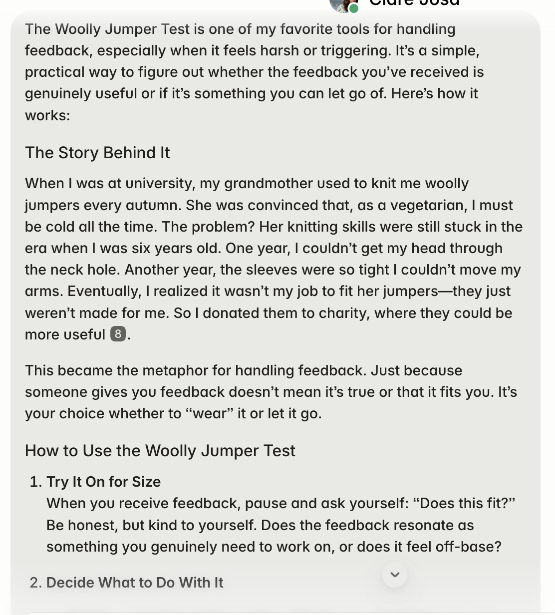 AskClare.ai - sample conversation