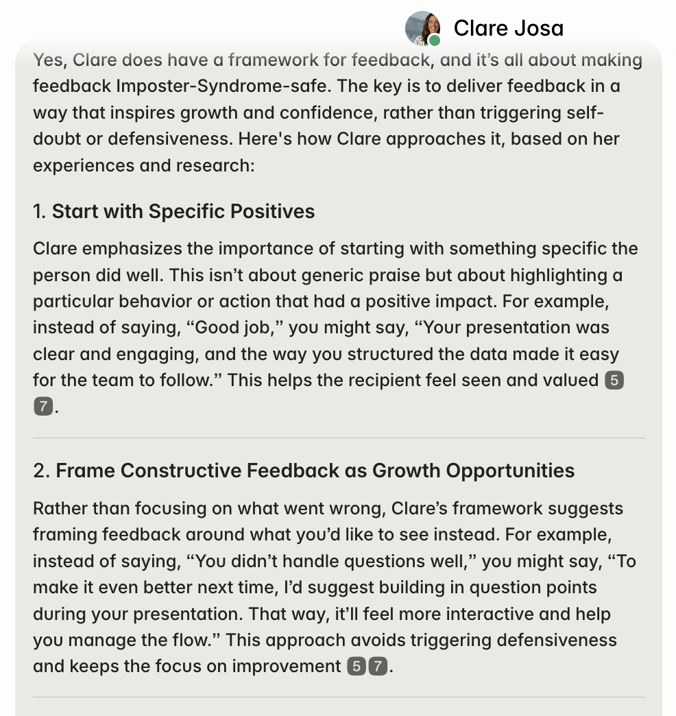 AskClare.ai - sample conversation