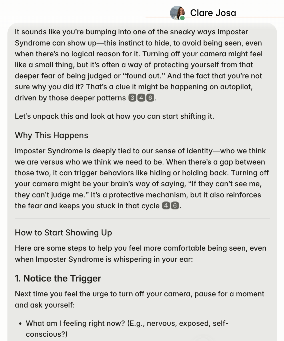 AskClare.ai - sample conversation