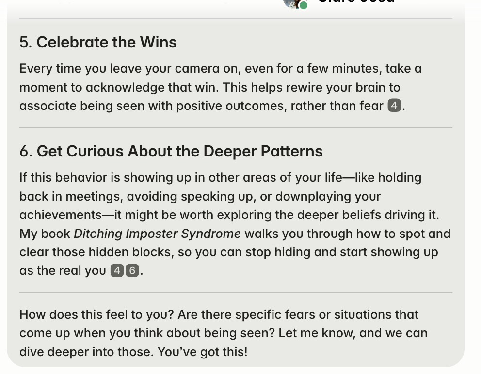 AskClare.ai - sample conversation