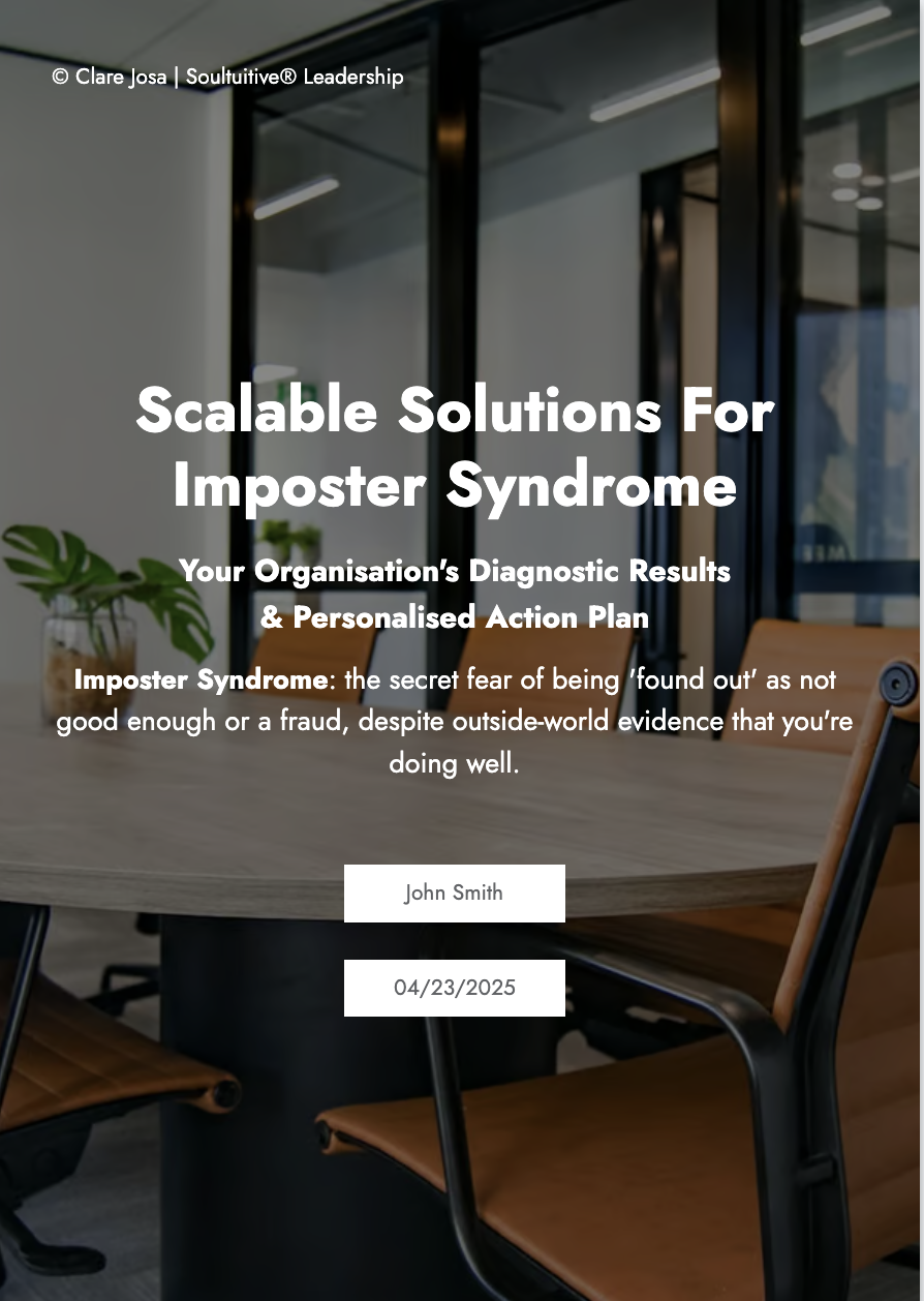 Scalable solutions Imposter Syndrome action plan
